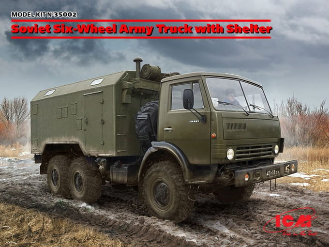 ICM Modelbouwpakket Militaire voertuigen - 35002 Soviet Six-Wheel Army Truck with Shelter Plastic - 1:35 - Modelbouw
