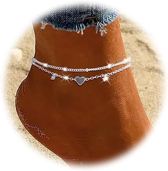 Anklet Armband - Zomer Accessoire - Strandfeest - Verstelbare Lengte - 20 cm + 7 cm - Zilverkleurig