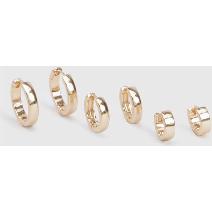 boohoo Dames 3-pack gouden hoepeloorbellen