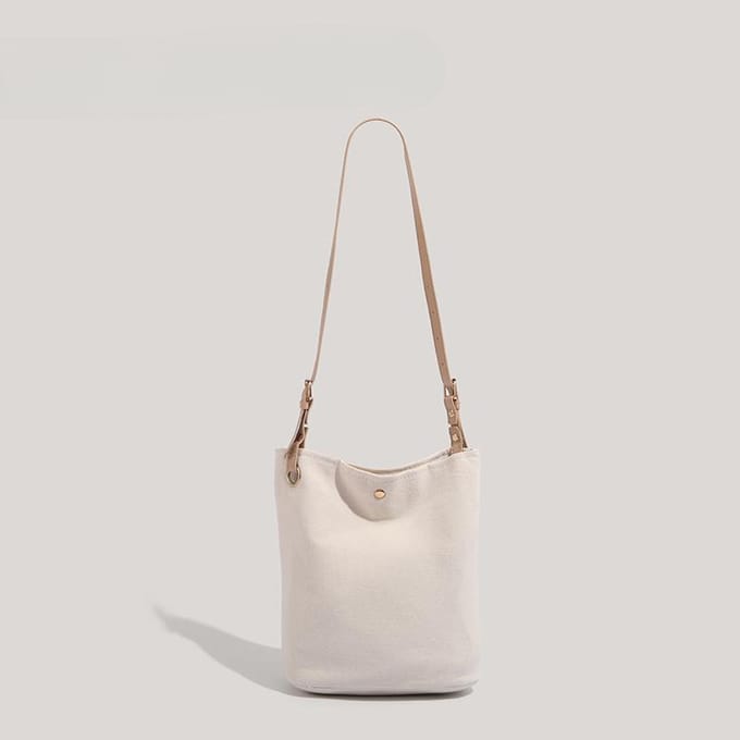 Tas Casual Bucket Tote Canvas Tas Mode Schoudertas Crossbodytas white