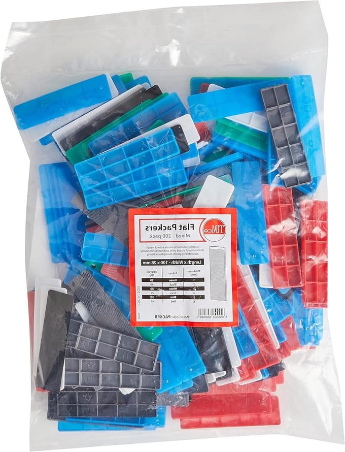 Platte Packers - Assortiment Maten - Frame Bevestiging - Waterdicht Polypropyleen - 200 Stuks - Multicolor