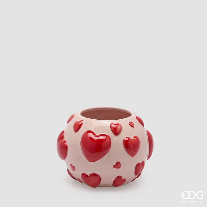 EDG Enzo De Gasperi vaas Hartjes roze rood H13 D18 Valentijn Hart Love