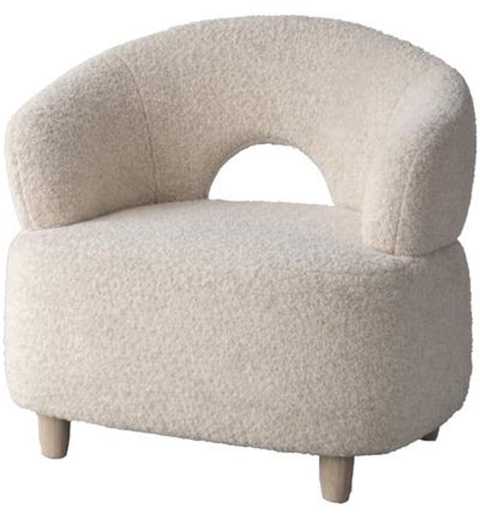 Svea - Brent fauteuil bouclé - naturel/wit