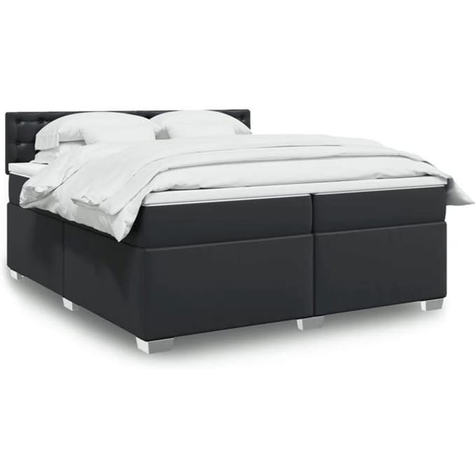 Maison Exclusive - Sommier à lattes de lit avec matelas Noir 200x200 cm Similicuir