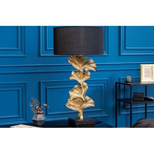 Tafellamp goud zwart ginkgo