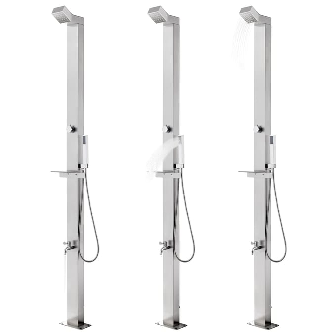 vidaXL - Buitendouche - met - grijze - basis - 225 - cm - roestvrij - staal