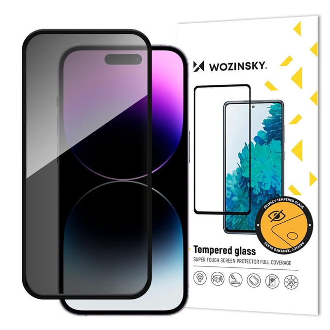 Wozinsky Privacy Glass Tempered Glass Privatizing With Anti-Spy Filter For iPhone 16 Plus
