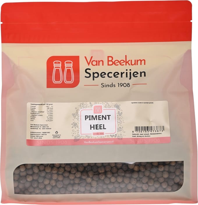 Van Beekum Specerijen - Piment Heel - 800 Gram (hersluitbare stazak)