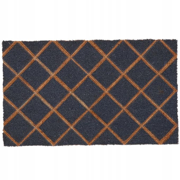 Woonerf Deurmat Kokos & Rubber 75x45cm Geometrisch Antraciet/Bruin
