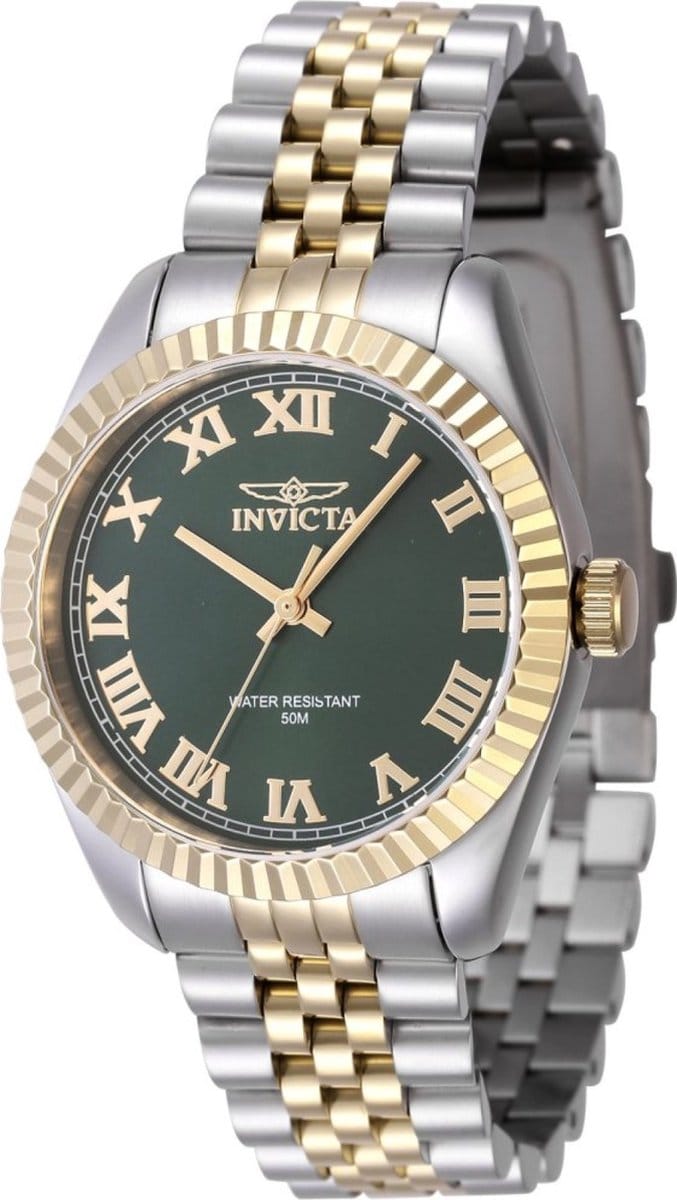 Invicta Specialty 47415 Dames Horloge - Quartz Uurwerk - Roestvrij Staal met groene Wijzerplaat - 36mm