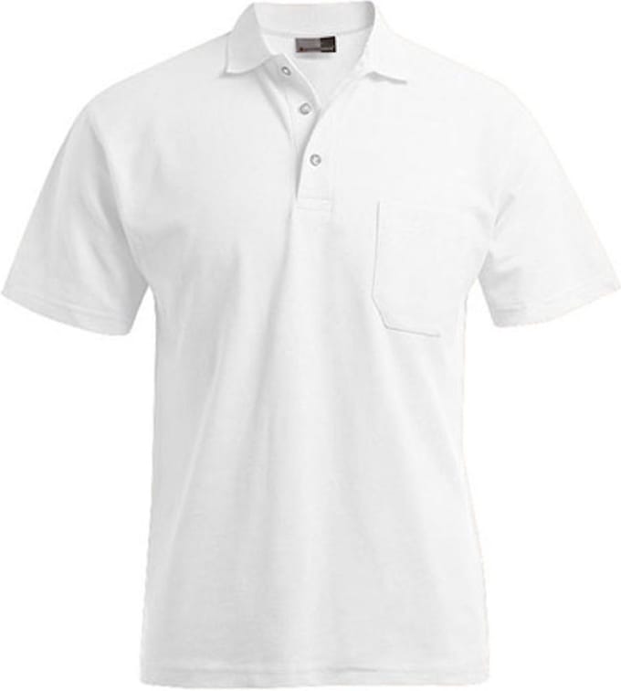 Men´s Heavy Polo Pocket met korte mouwen White - L