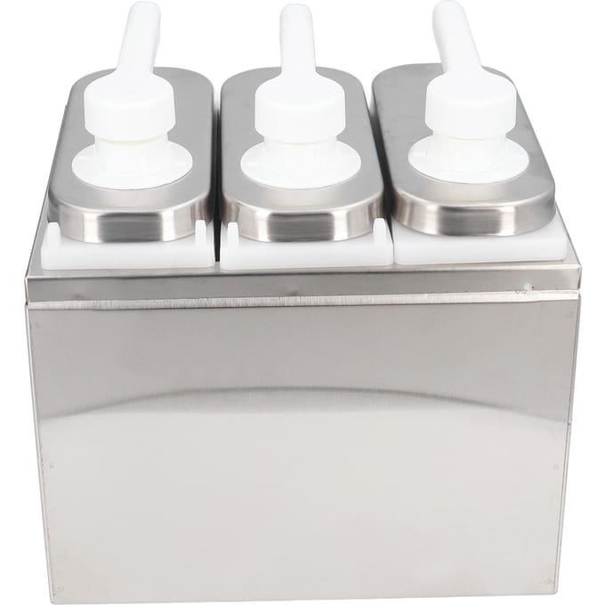 Pompe Distributrice de Sauce Salade Confiture Assaisonnement Condiment Pression Conteneur avec Base pour Cuisine Restaurant 3 Pumps gray