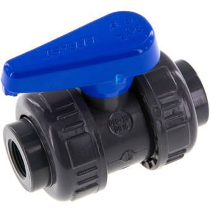 PVC 2-weg Kogelkraan Dubbele Wartel Rp 3/8'' EPDM