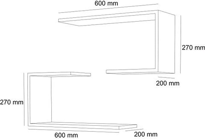 Wandplank Årslev set van 2 zwart