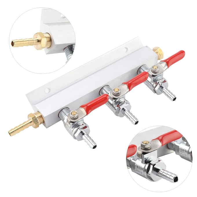 3-weg CO2 Gas Distributie Manifold Bier Tappen Vat Dispenser white