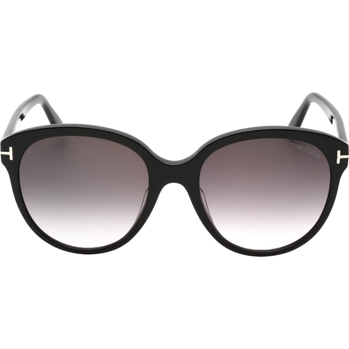 Tom Ford Gradient Smoke Lensed Glanzende zwarte plastic zonnebril