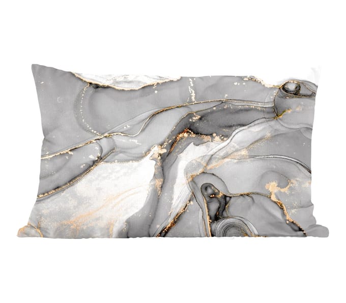 Sierkussens - Kussentjes Woonkamer - 60x40 cm - Marmer - Goud - Grijs