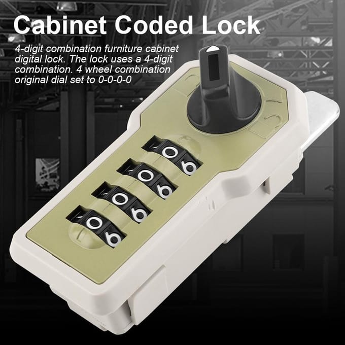 Cadenas à combinaison à 4 chiffres pour armoire à came, sécurité pratique par mot de passe, serrure codée avec clé white