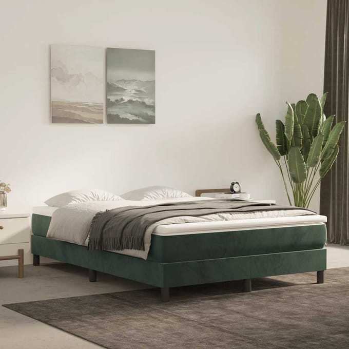 vidaXL - Pocketveringmatras - medium - 120x210x20 - cm - fluweel - donkergroen