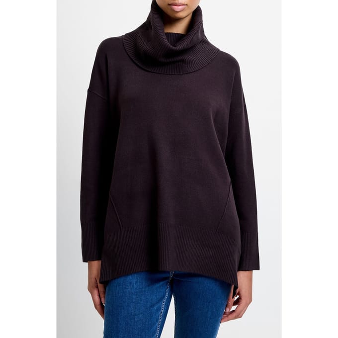 French Connection Babysoft Ribbed Cowl Neck Jumper Chocolate Ganache Größe: M | Pullover Outlet | Damen | Braun