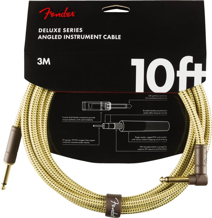 Fender Gitaarkabel Deluxe Series Tweed 3 Meter Recht/Haakse Pluggen 0990820091