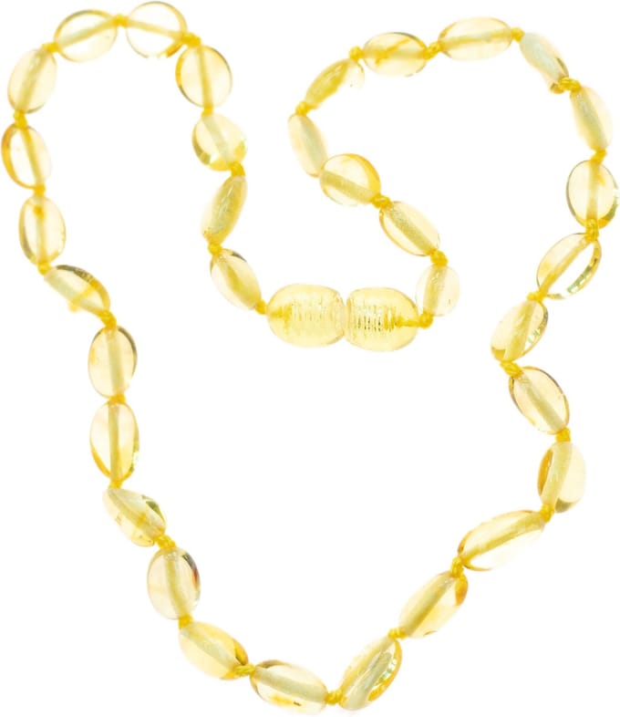 Baby/Kind - Barnsteen ketting - lemon - ovalen gepolijste steentjes - 33cm