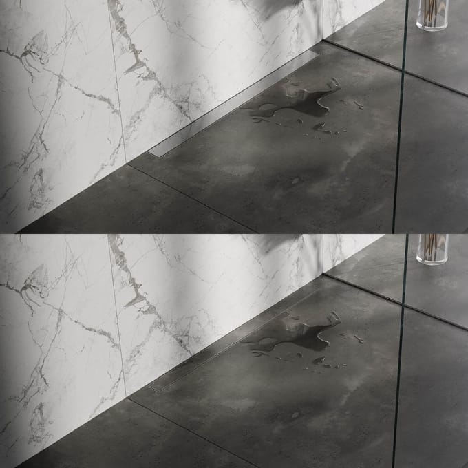 Brauer Douchegoot met Multifunctioneel Rooster en Flens Voor Wandmontage - 100 cm - Rvs Geborsteld