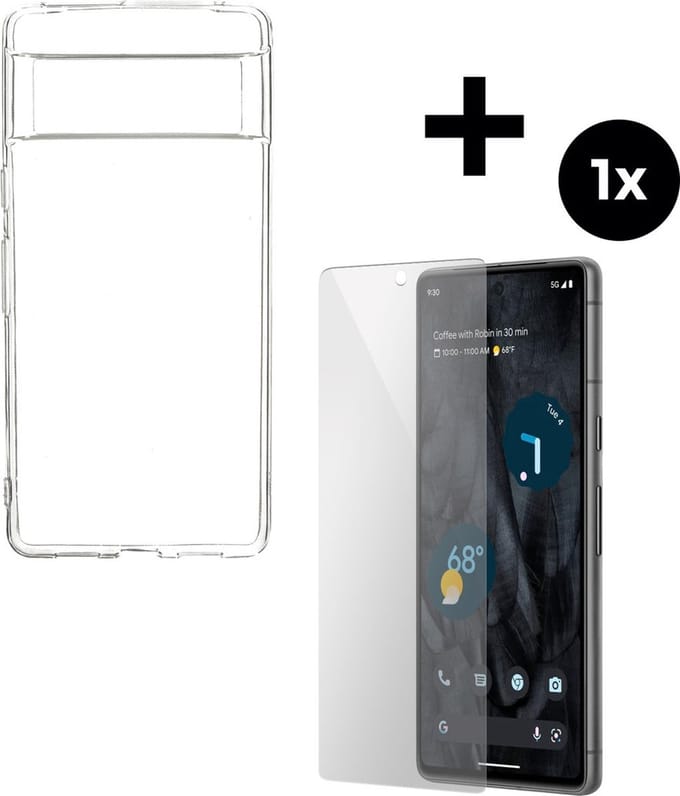 Mobiparts Classic TPU hoesje geschikt voor Google Pixel 7 met 1 Screenprotector van Gehard Glas - Transparant