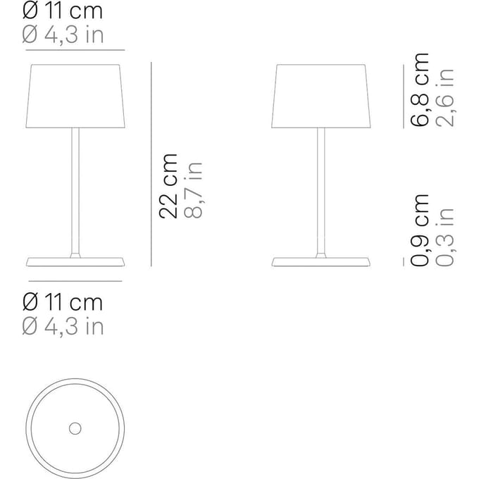 Zafferano Olivia mini 3K tafellamp capri blauw