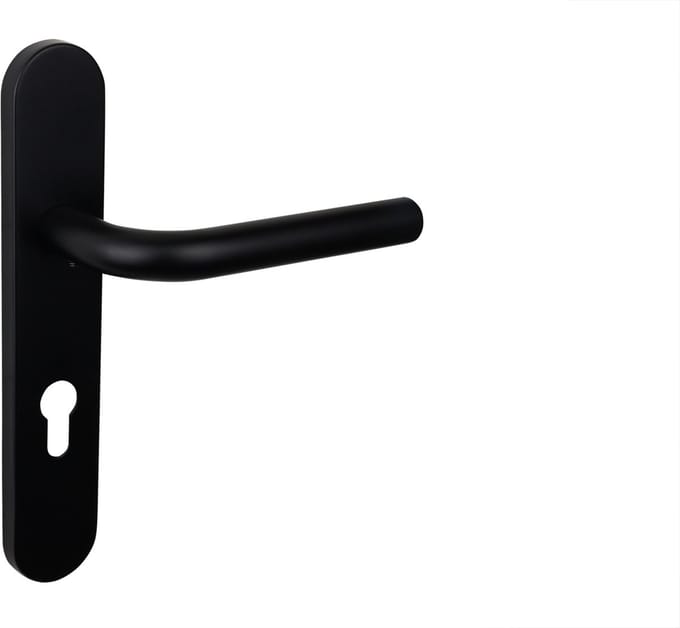 Lavuzo deurkruk Oristano Zwart met afgerond schild PC72 | Per set | Deurklink met schild