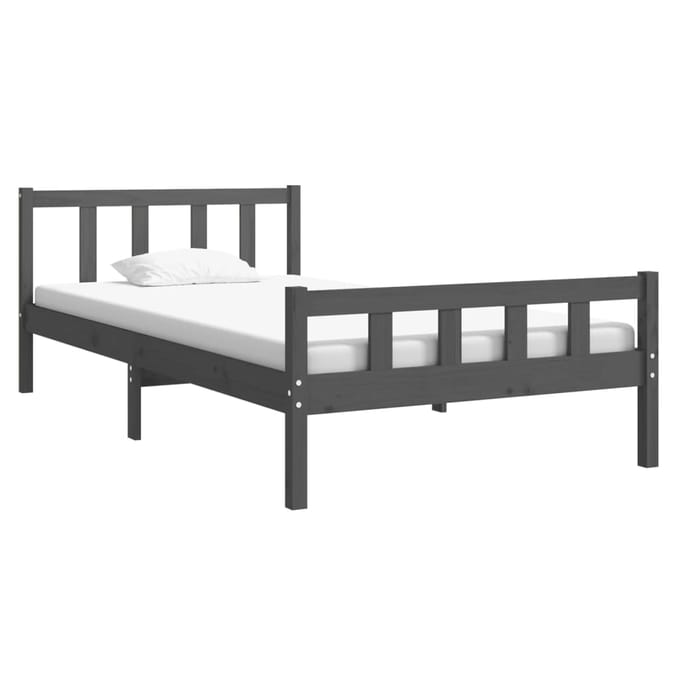vidaXL - Bedframe - massief - hout - grijs - 100x200 - cm