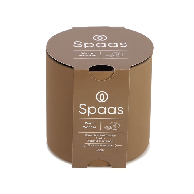 SPAAS Glow Geurkaars 2-wiek Appel en Kaneel ± 55 branduren