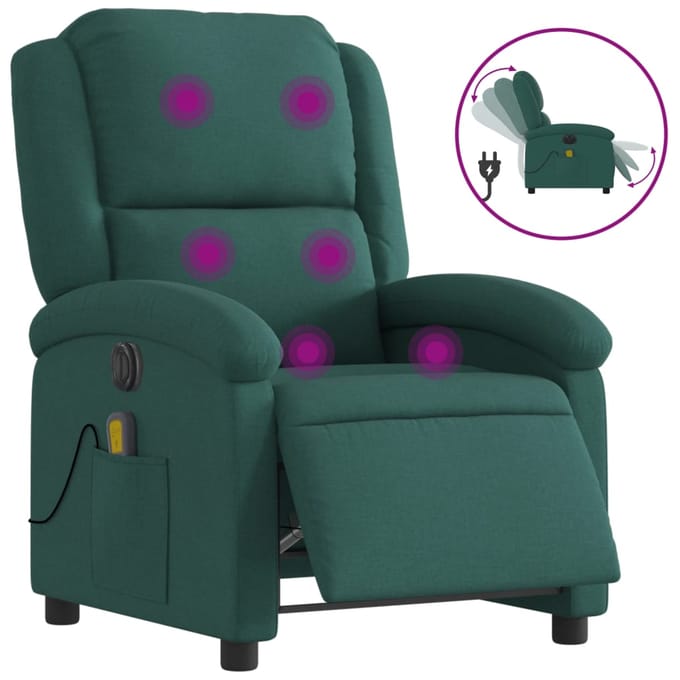 vidaXL - Massagestoel - elektrisch - verstelbaar - stof - donkergroen