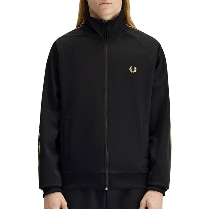 Fred Perry Contrast tape track jacket - black champagne