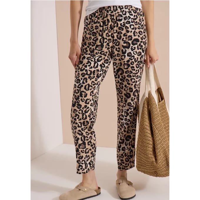 Slim Leg-broek met Loose Fit-pasvorm en luipaardprint