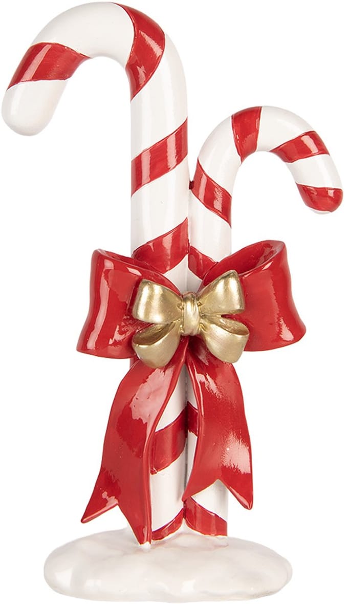 Clayre & Eef Kerstdecoratie Beeld Zuurstok 16x8x26 cm Rood Kunststof