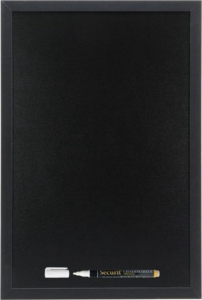 Securit krijtbord met zwarte rand - 30 x 40 cm - inclusief krijtstift - ophangen