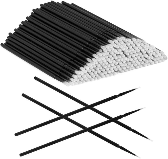 200 Stuks Micro Brushes voor Wimperextensions - Applicators voor Make-up en Nagelkunst (Zwart)