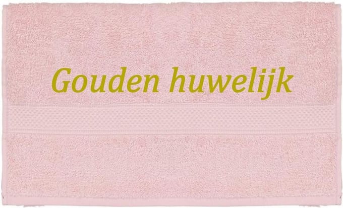 Handdoek - Goudenhuwelijk - 100x50cm - Roze