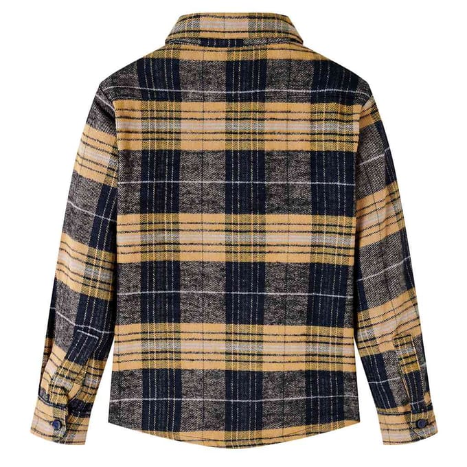 vidaXL - Kindershirt - geruit - 116 - geel - en - zwart