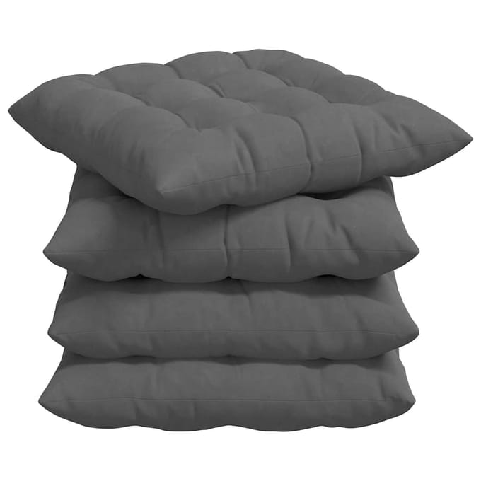 vidaXL - Zitkussens - 4 - st - Microvezel - Donkergrijs - 40 - x - 40 - x - 6 - cm