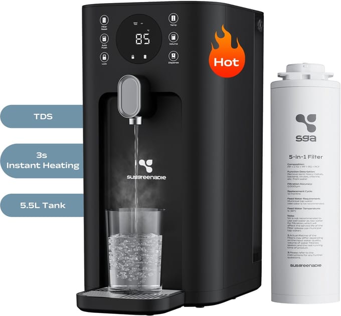 SUSGREENABLE SGIWDR03-B - Waterfilter Omgekeerde, osmose-systeem Draagbaar UV-waterfilter TDS