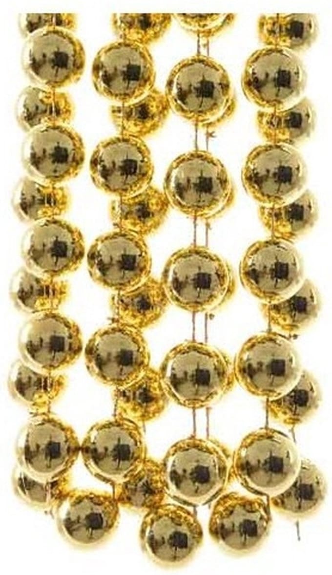 Decoris Kralenslinger XXL - 2x - goud - 270 cm - D2 cm - kunststof - kerstboomversiering