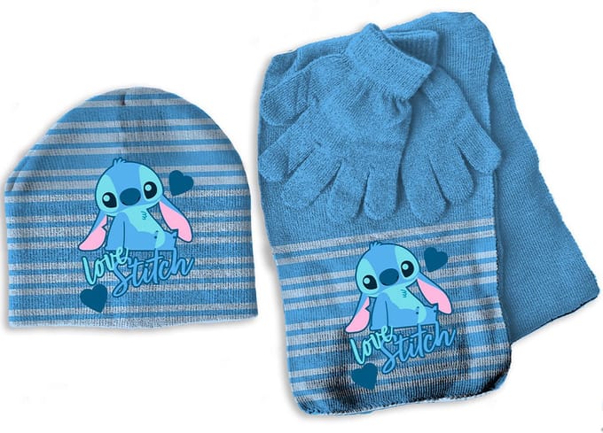 Disney Lilo & Stitch Set muts, sjaal en handschoenen, Love - ONE SIZE 3-6 jr - Acryl / Elastaan