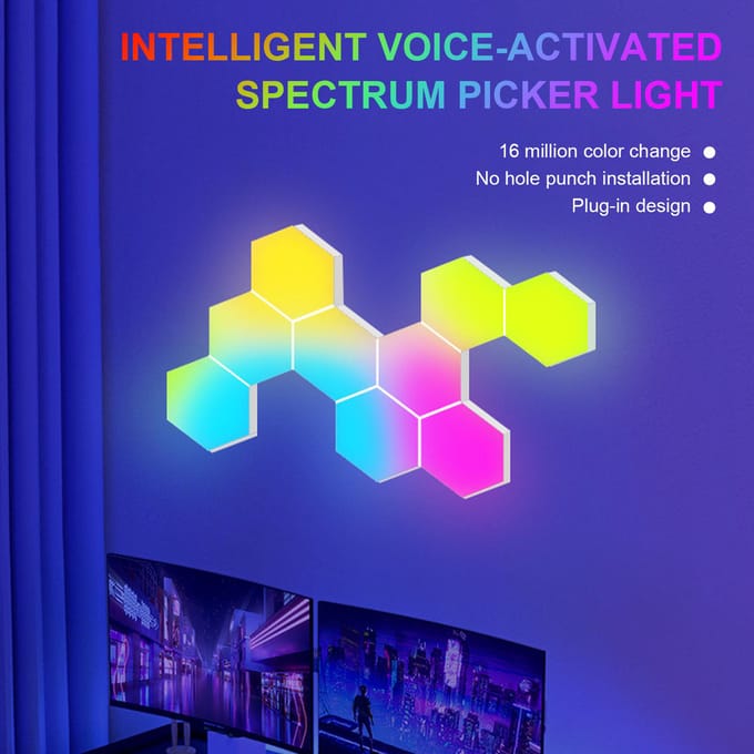 DIY BT graffiti wifi spraakbesturing zeshoekige gaming honingraat vreemd lichtbord splicing quantum wit