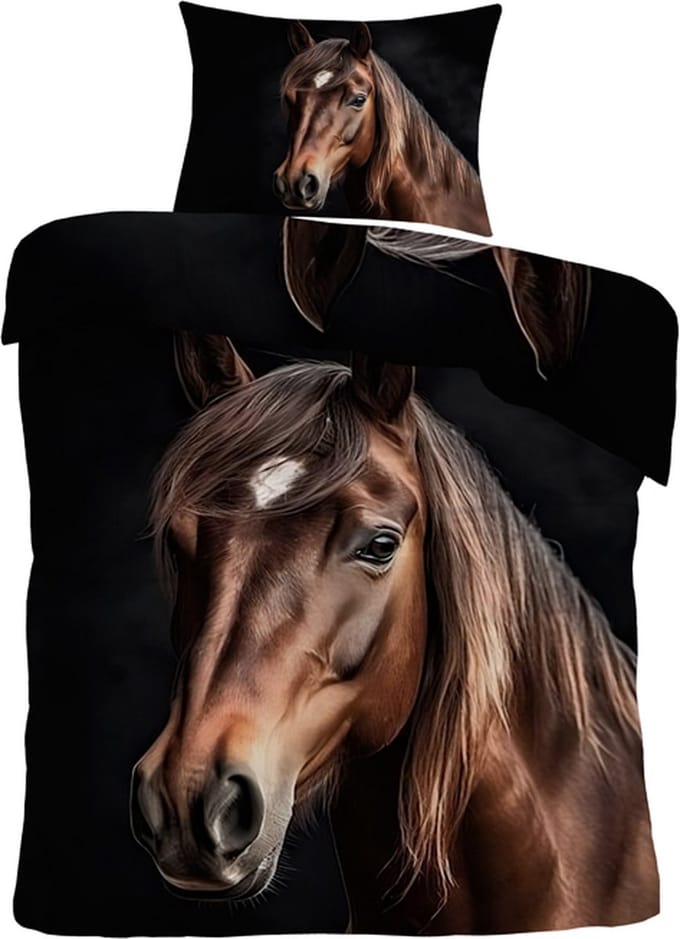 iSleep Dekbedovertrek Paard - Eenpersoons - 140x200/220 cm - Bruin