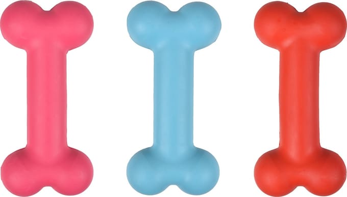 Flamingo Hondenspeelgoed Rubber been - Roze/Rood/Blauw - 17 x 8.5 x 4.5 cm