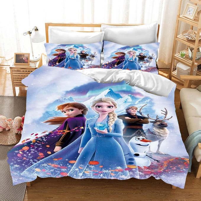 Kinder Frozen Prinses Beddengoed Set Elsa Beer Dekbedovertrek Queen met Kussensloop 3D Kinder Beddengoed Set 150*200cm 3pcs