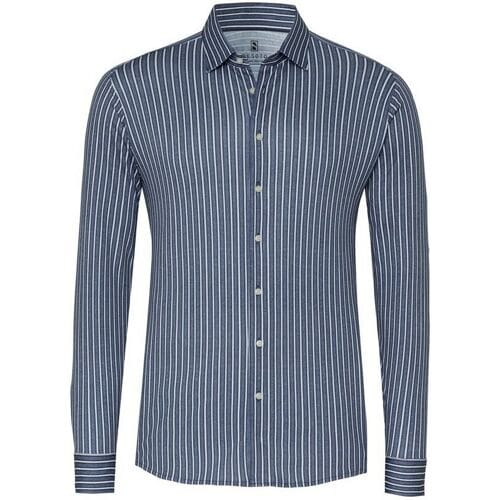 Desoto Overhemd Allover Stripe Casual Kent Navy / male