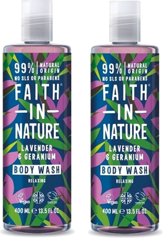 FAITH IN NATURE – Body Wash Lavender & Geranium – 2 pak – Ontspannend - Natuurlijk